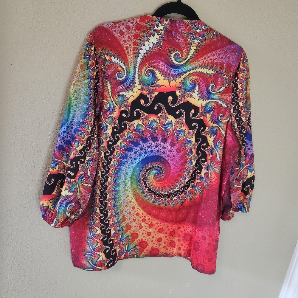 Colorful Swirl Pattern Women's Top - Picture 6 of 7